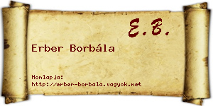 Erber Borbála névjegykártya